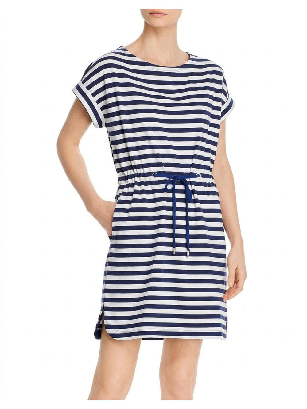 NEW Tommy Bahama Amira Stretch Knit Striped T Shirt Dress Blue Size MEDIUM NWOT
